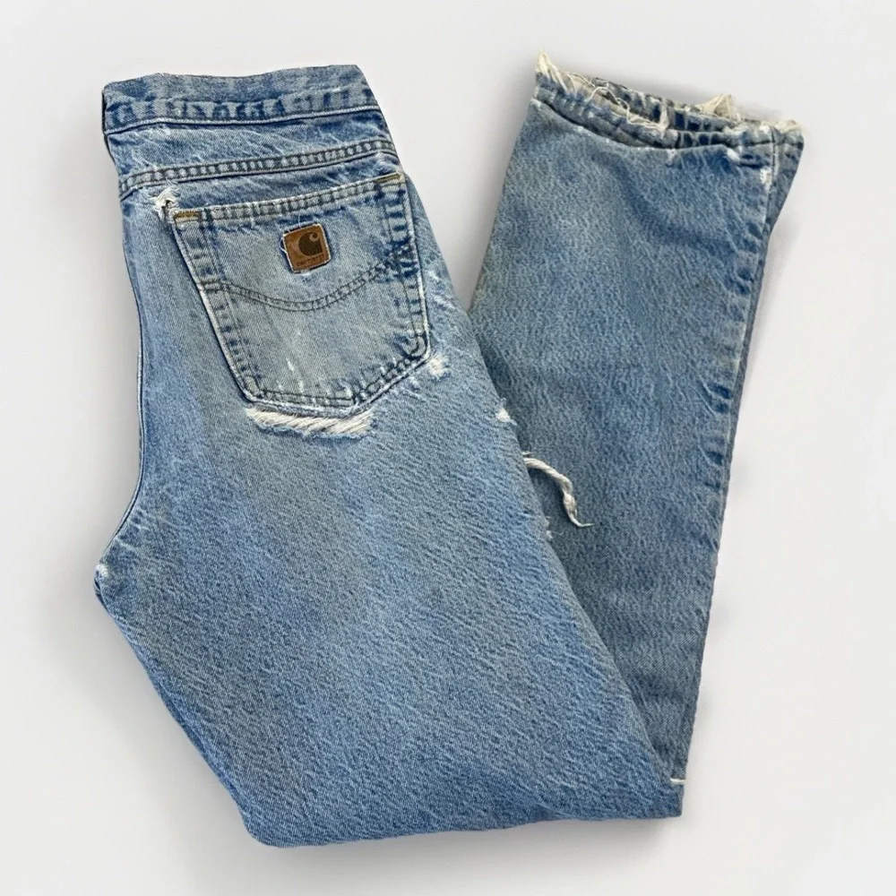Carhartt Jeans Mens 30 x 32 Blue Denim Relaxed Fit Workwear Vintage Distressed